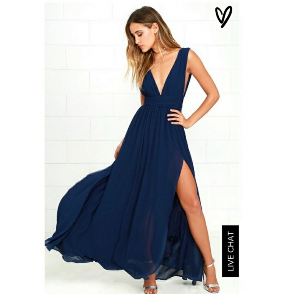 Lulus Heavenly Hues Maxi Dress Navy Sz S